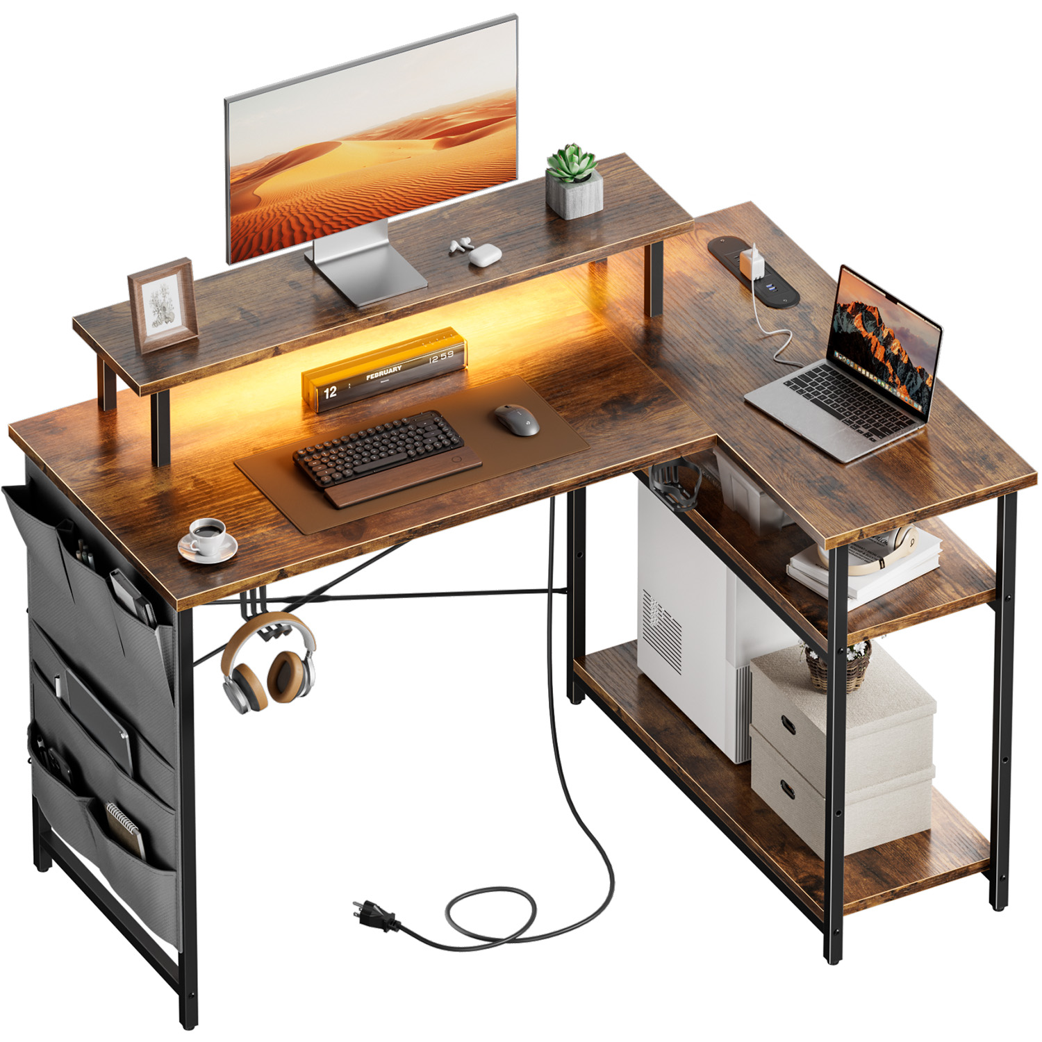 Office Furniture Plan - Угловой компьютерный стол L-образной формы с
